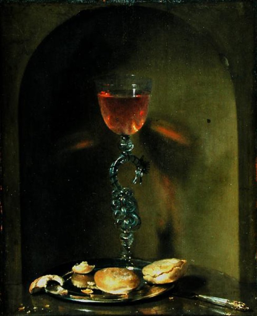 Detail of Still Life with Bread and Wine Glass by Isaac Luttichuys