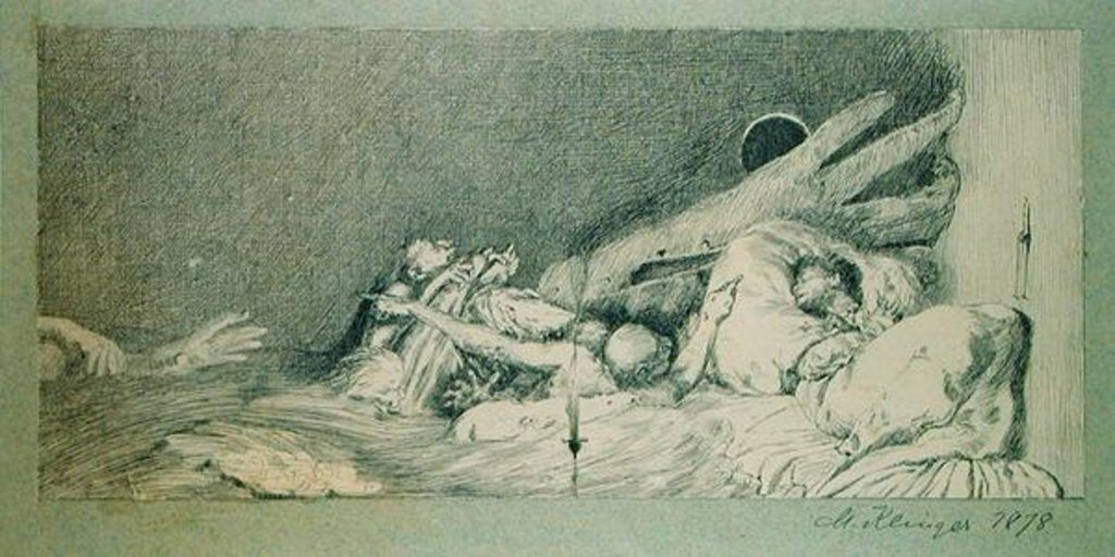 Detail of Anguish from a series of ten plates from 'Paraphrase on the Discovery of a Glove' by Max Klinger