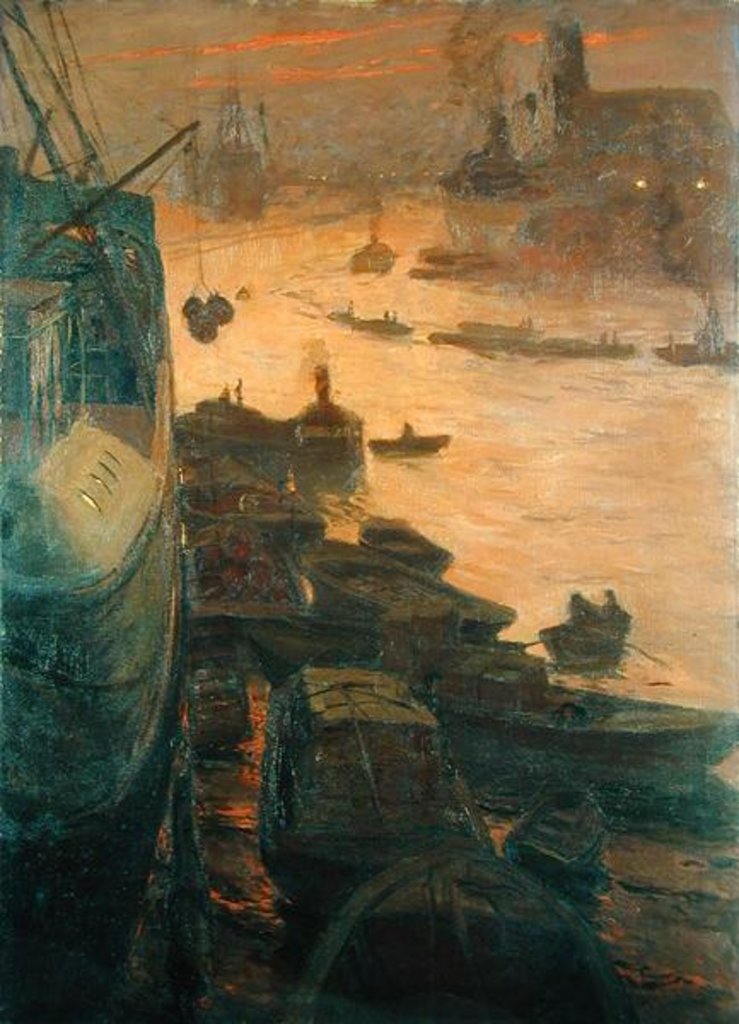 Detail of Hamburg Harbour by the Emperor's Quay, 1911 by Carlos Grethe
