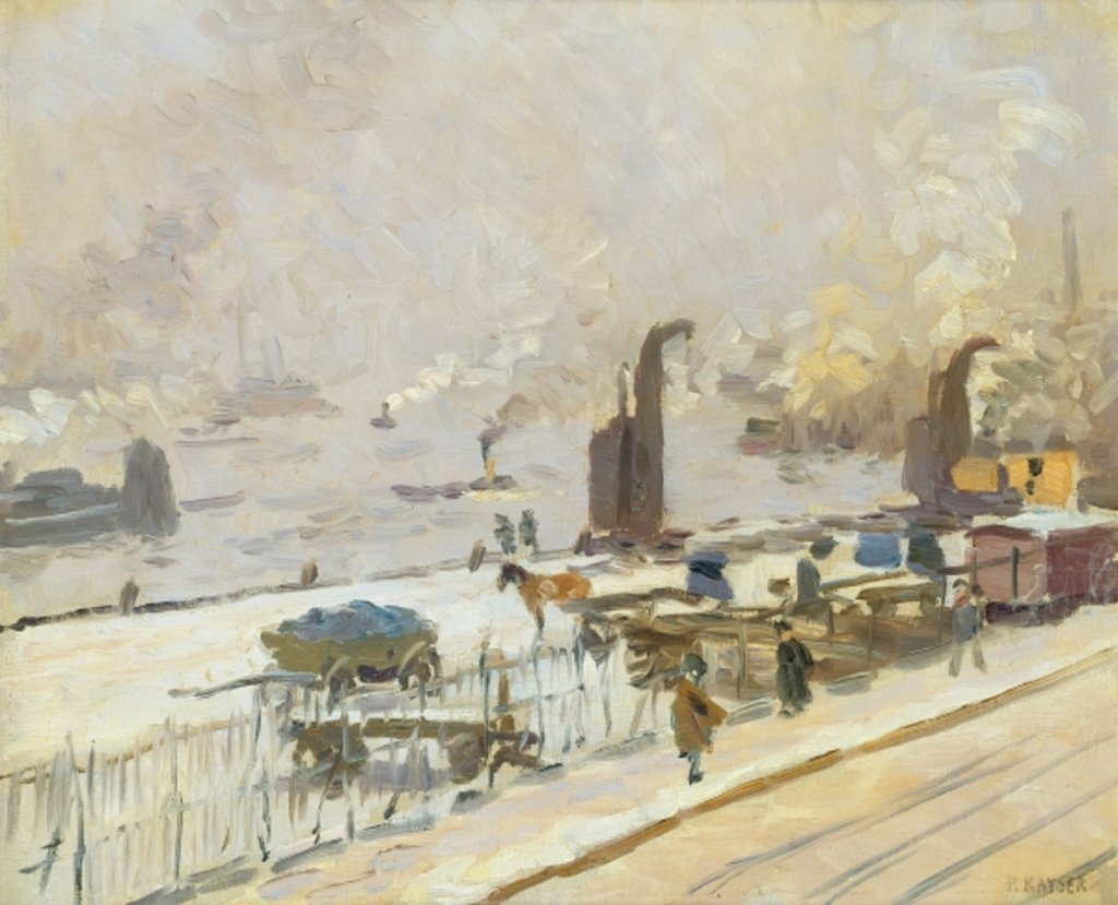 Detail of Hamburg Port in Winter, 1909 by Jean Paul Kayser
