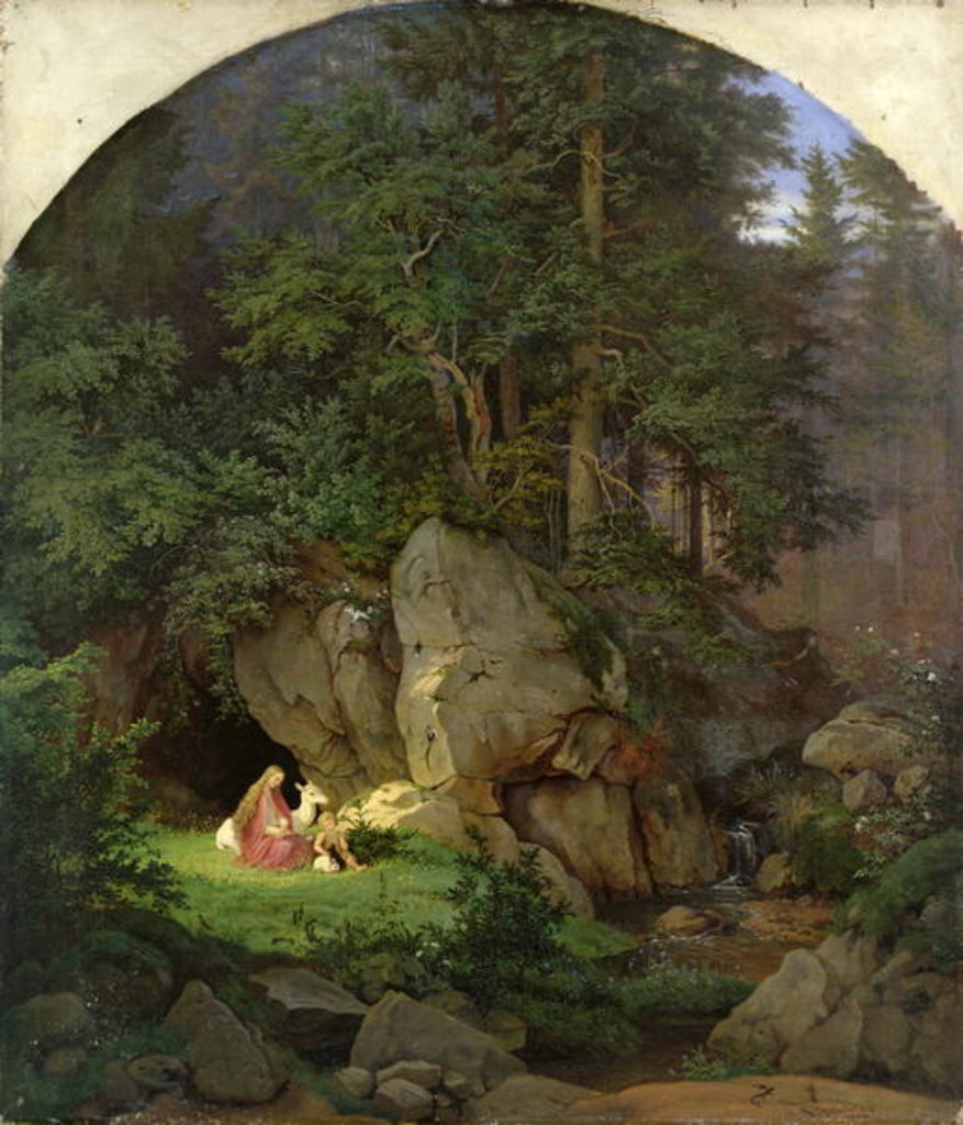 Detail of Genoveva in the Wood Clearing, 1839-41 by Ludwig Adrian Richter
