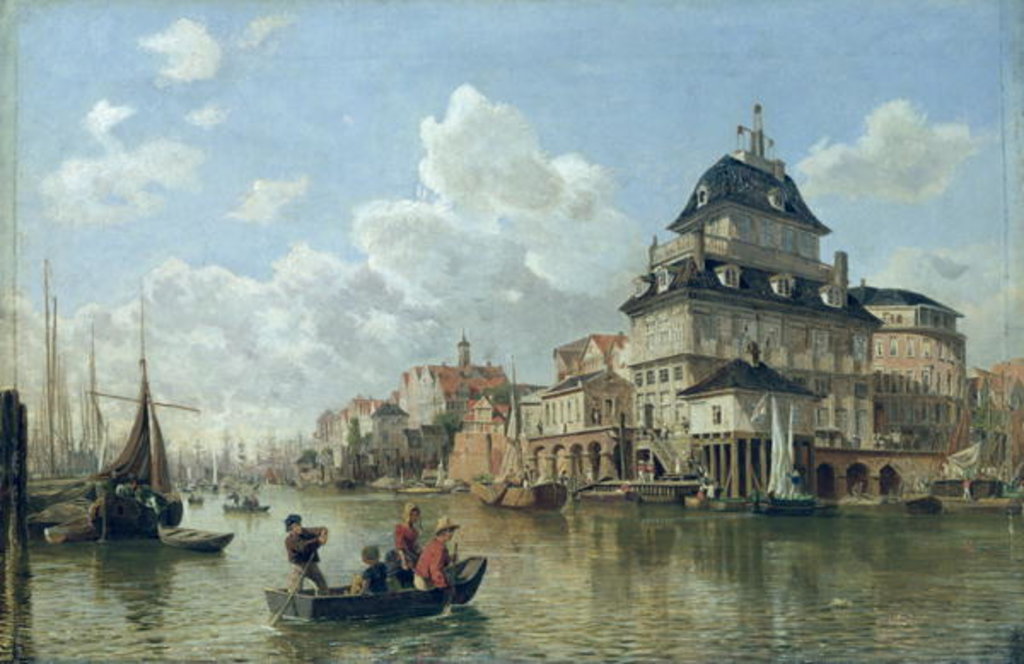 Detail of The Boat House at Hamburg Harbour, 1850 by Valentin Ruths