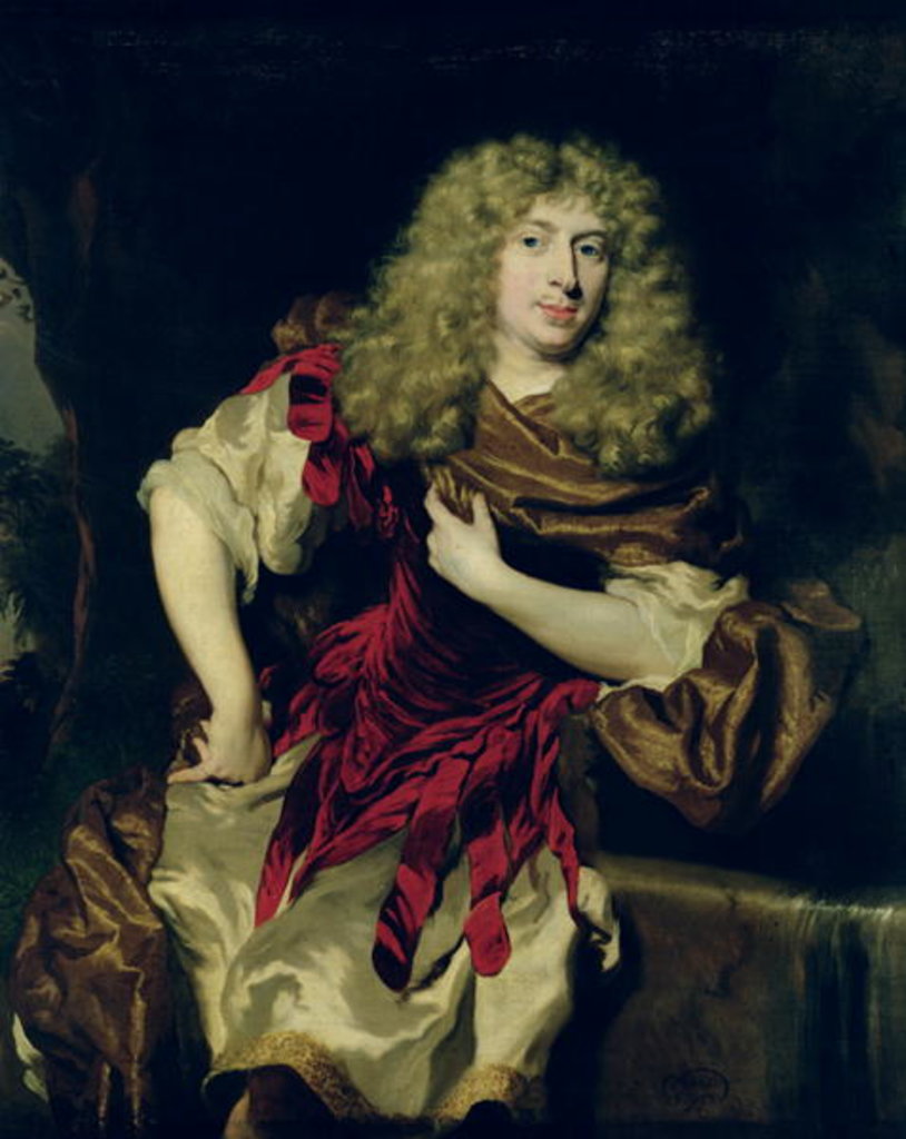 Detail of Portrait of a Young Man, 1676 by Nicolaes Maes