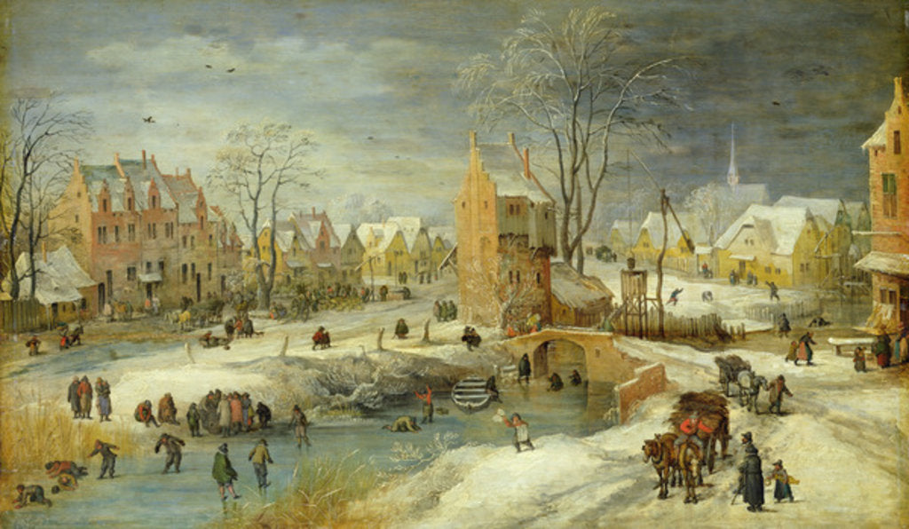 Detail of Village in Winter by Joos or Josse de The Younger Momper