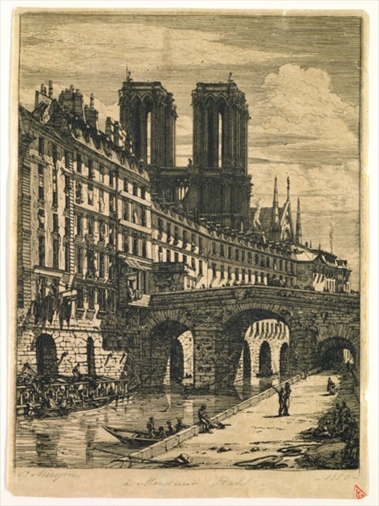 Detail of The Little Bridge, 1850 by Charles Meryon