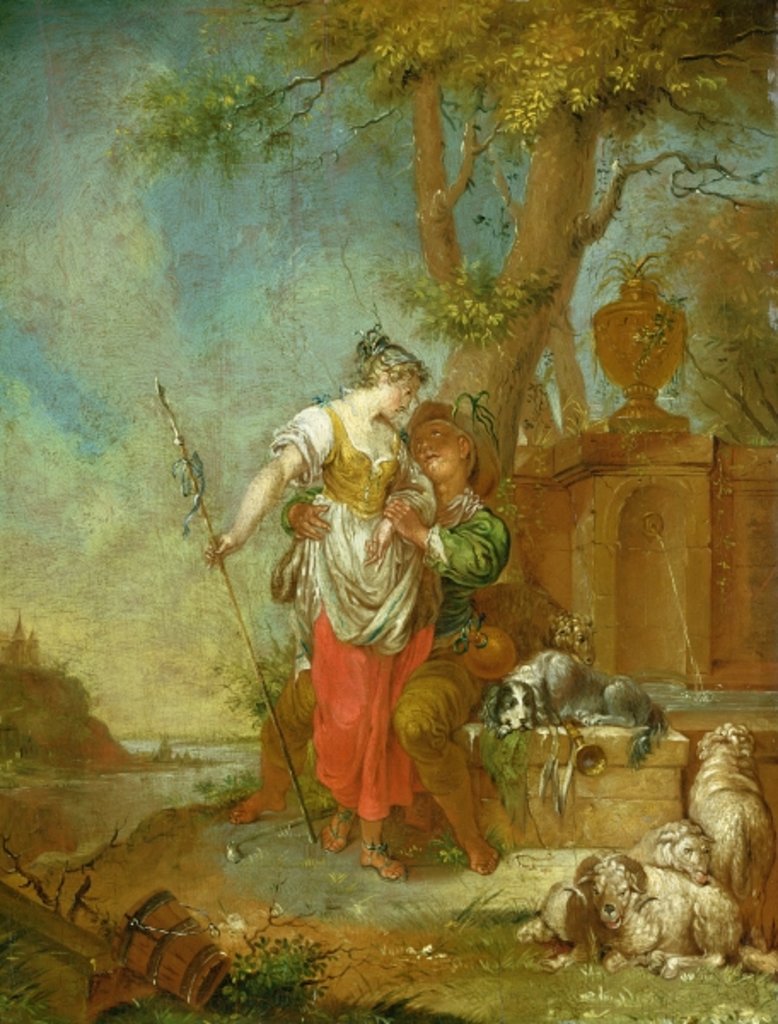 Detail of Shepherd and Shepherdess by Januarius Zick