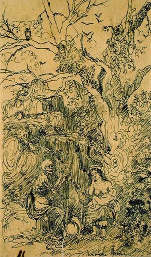 Detail of Mother and Time, c.1857-61 by Rodolphe Bresdin