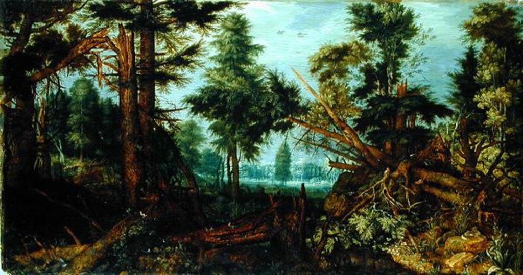 Detail of Woods after the Storm by Roelandt Jacobsz. Savery