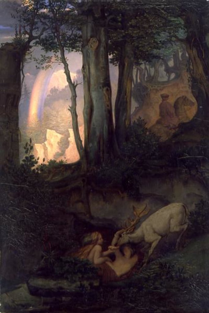 Detail of Waternymphs watering a stag, c.1844-47 by Moritz Ludwig von Schwind
