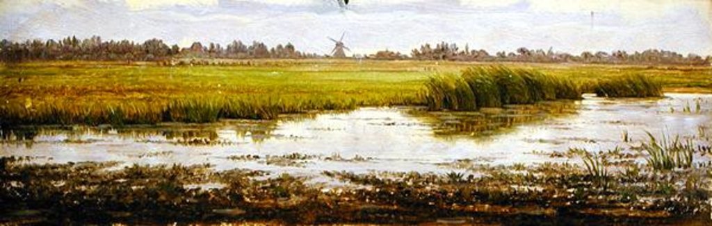 Detail of The upper reaches of the Alster, c.1834-35 by Heinrich Stuhlmann