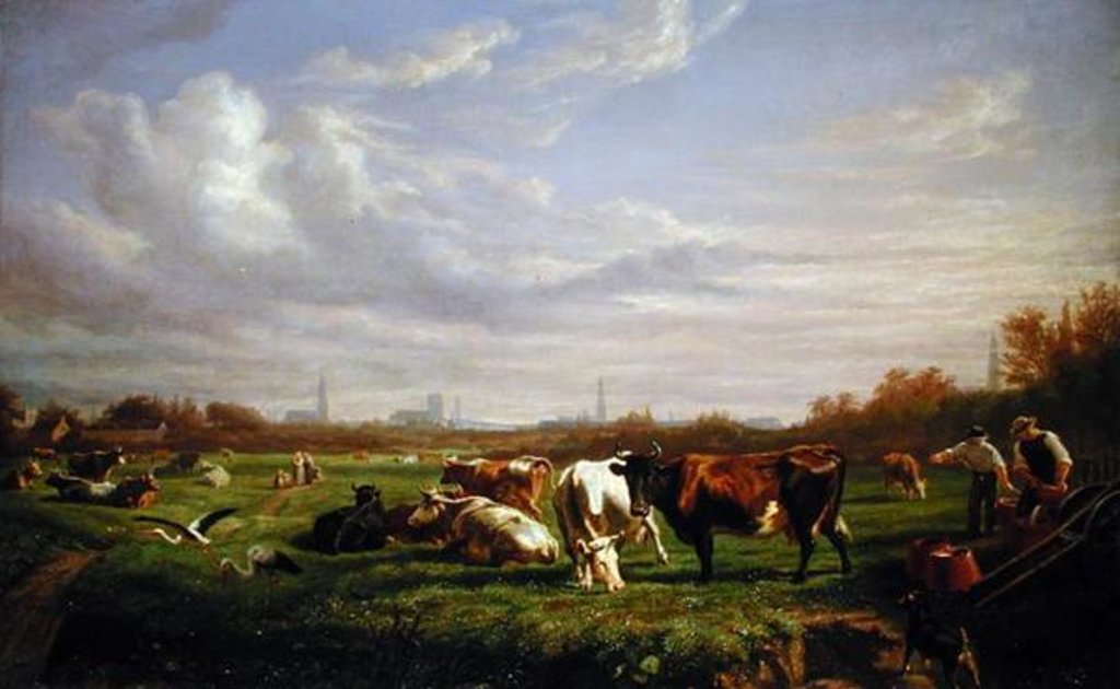 Detail of Meadow with the Town of Dammtor Behind, 1856 by Otto Speckter