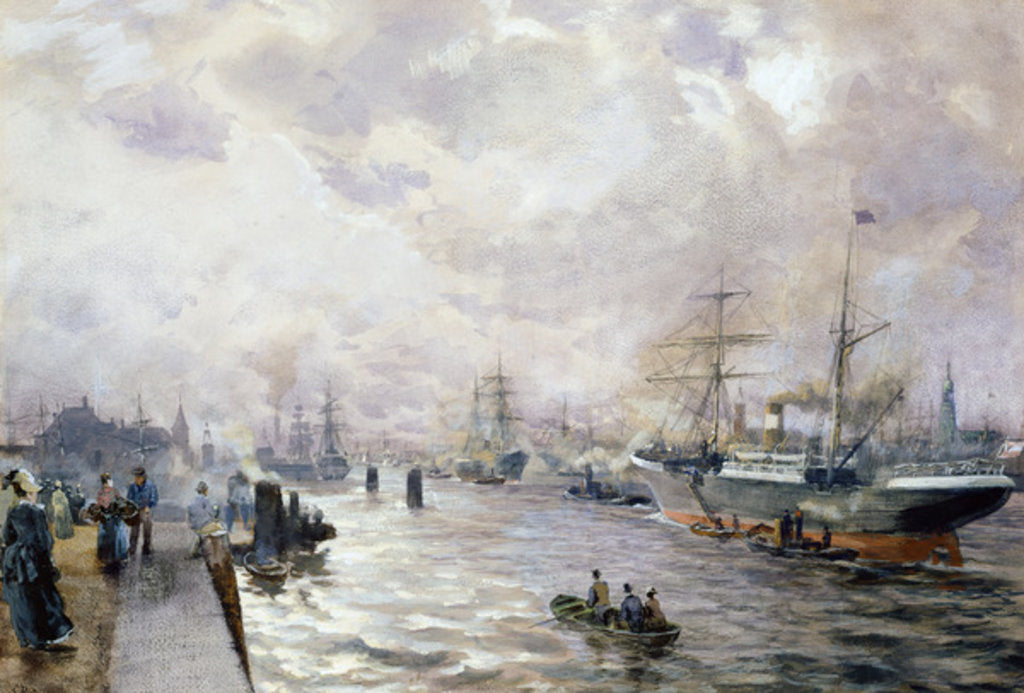 Detail of Sailing Ships in the Port of Hamburg, 1889 by Carl Rodeck