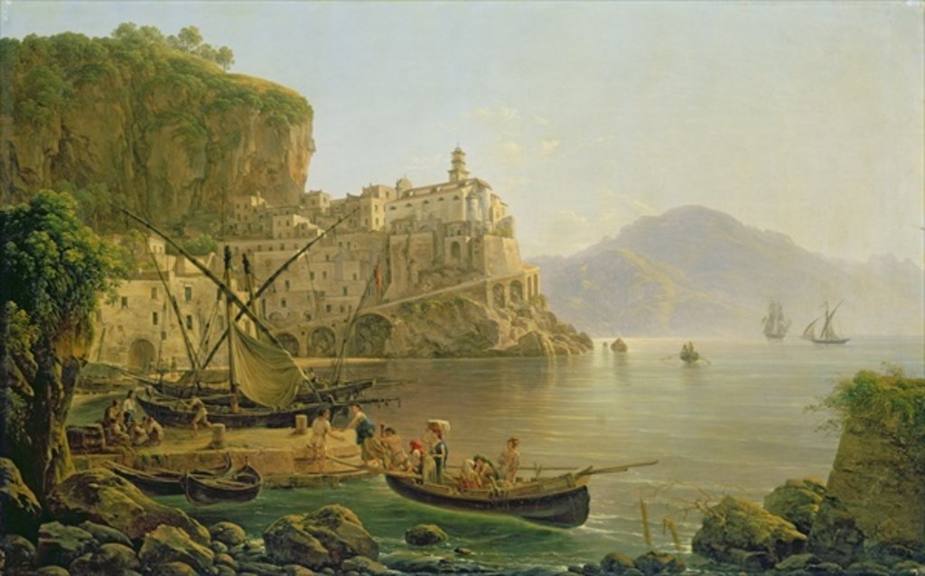 Detail of View Towards Atrani on the Amalfi, 1817 by Joseph Rebell