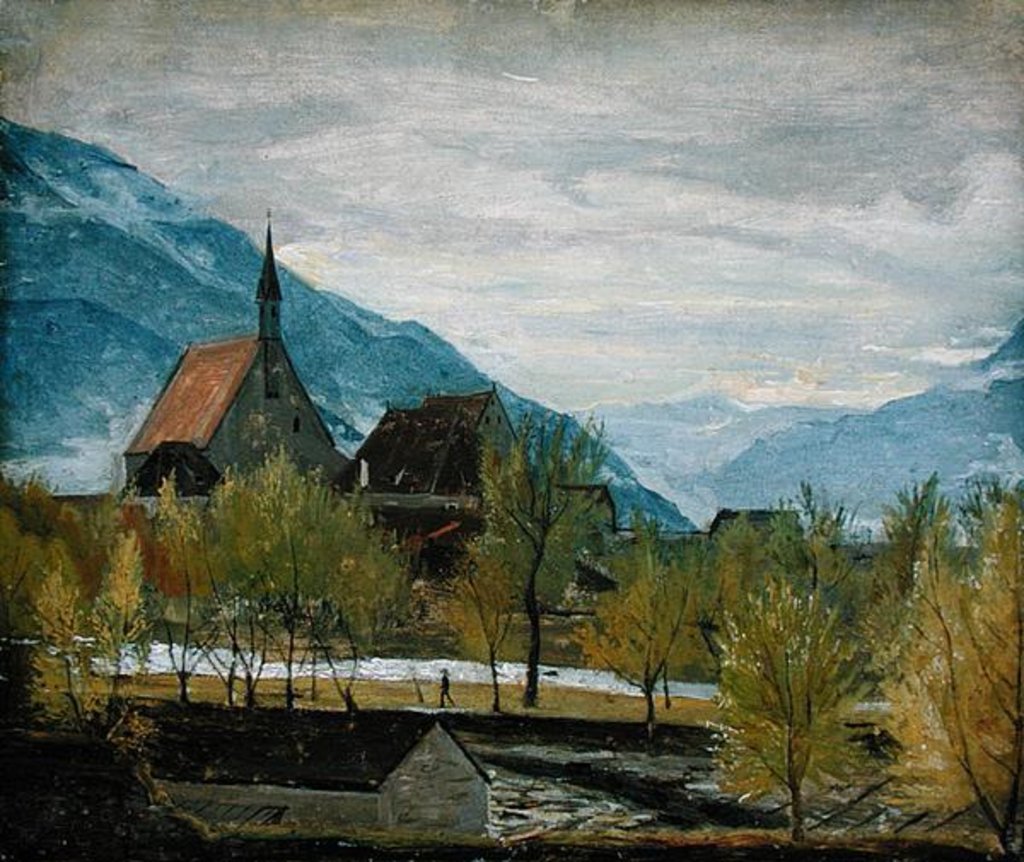 Detail of Early snow in Merano, 1830-31 by Rudolph Friedrich Wasmann