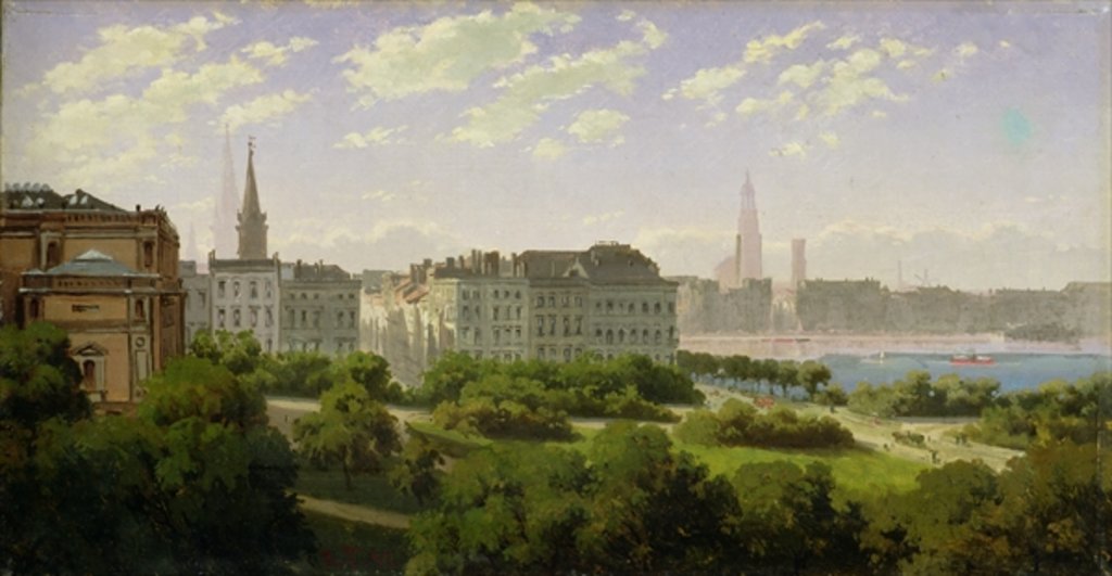 Detail of The Hamburg Kunsthalle and the Wallanlagen at the Glockengiesserwal, 1875 by Rudolf von Turcke