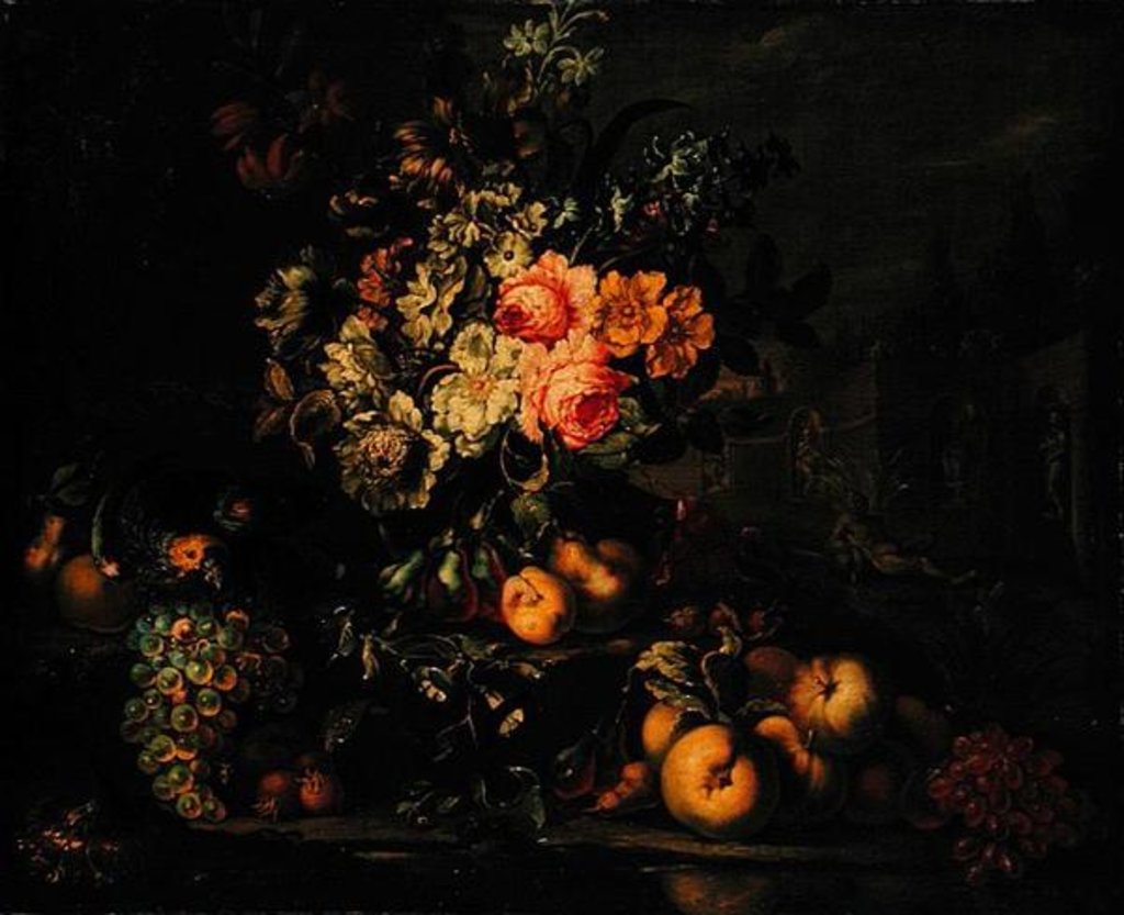 Detail of Flowers and Fruit by Franz Werner Tamm