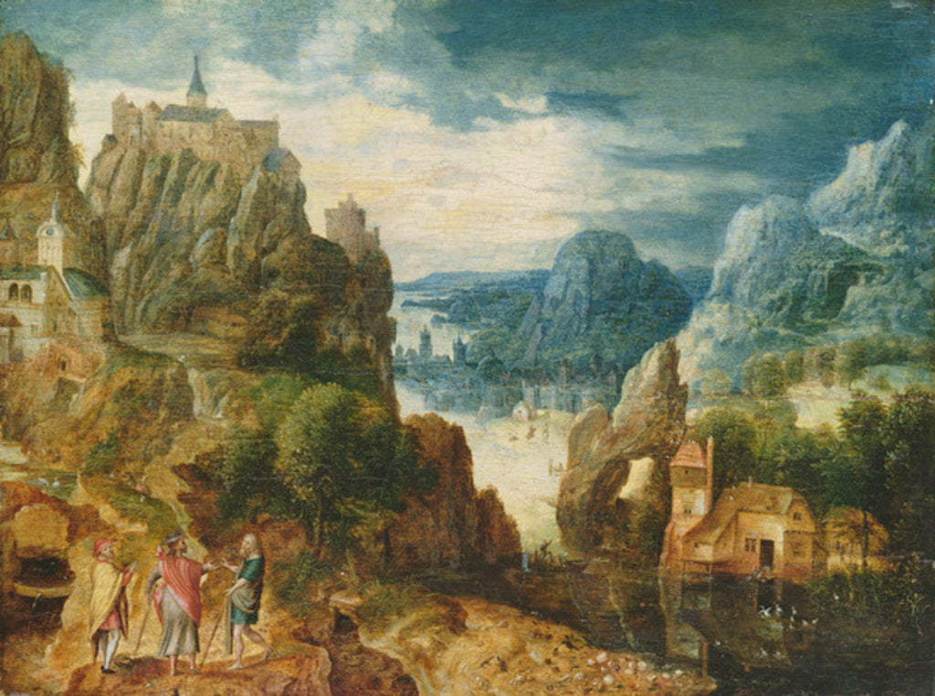 Detail of Mountainous Landscape with the Road to Emmaus, 1597 by Lucas van Valckenborch