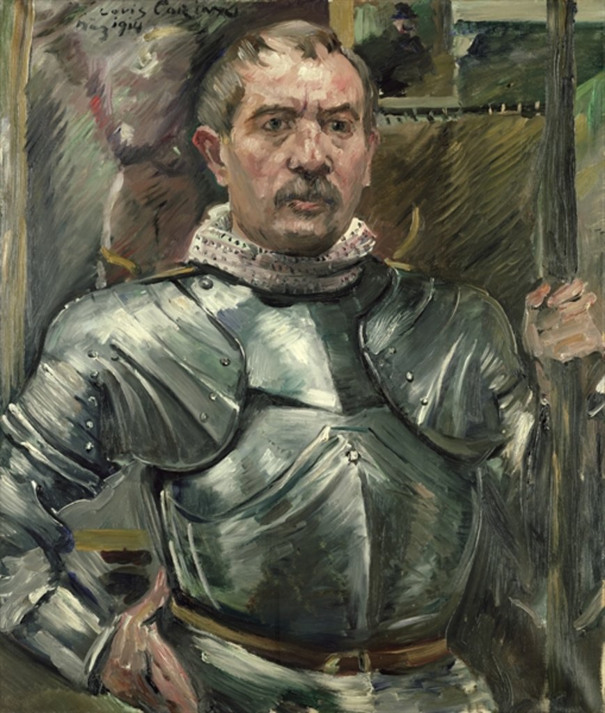 Detail of Self portrait in armour, 1914 by Lovis Corinth