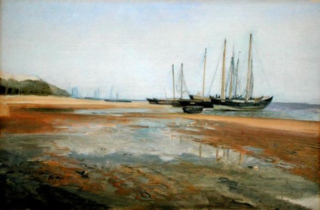 Detail of Cargo Ships on the Sands of the Elbe, 1840/45 by Johann Martin Gensler