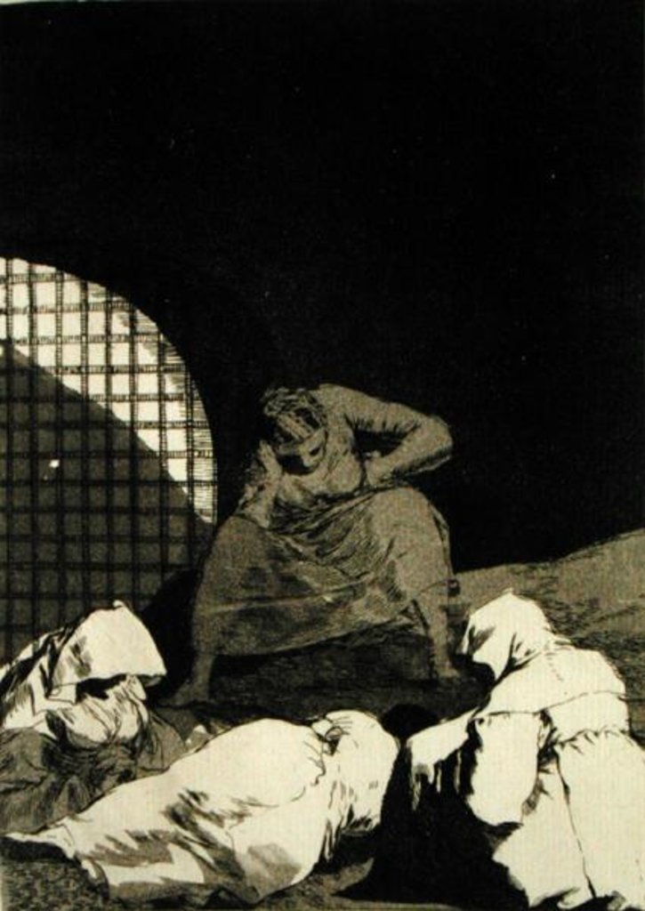 Detail of Sleep overcomes them by Francisco Jose de Goya y Lucientes