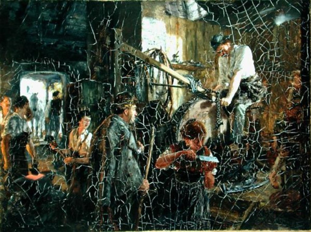 Detail of The Knife Grinder at the Forge in Hofgastein, 1881 by Adolph Friedrich Erdmann von Menzel