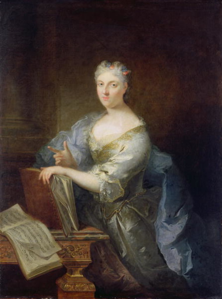 Detail of Portrait of the singer Marie-Louise Desmatins by Robert Tournieres