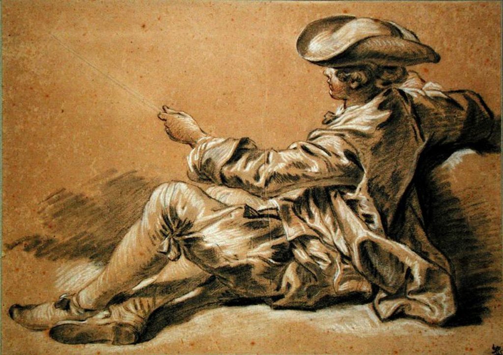 Detail of Small boy with a fishing rod, 1755 by Francois Boucher