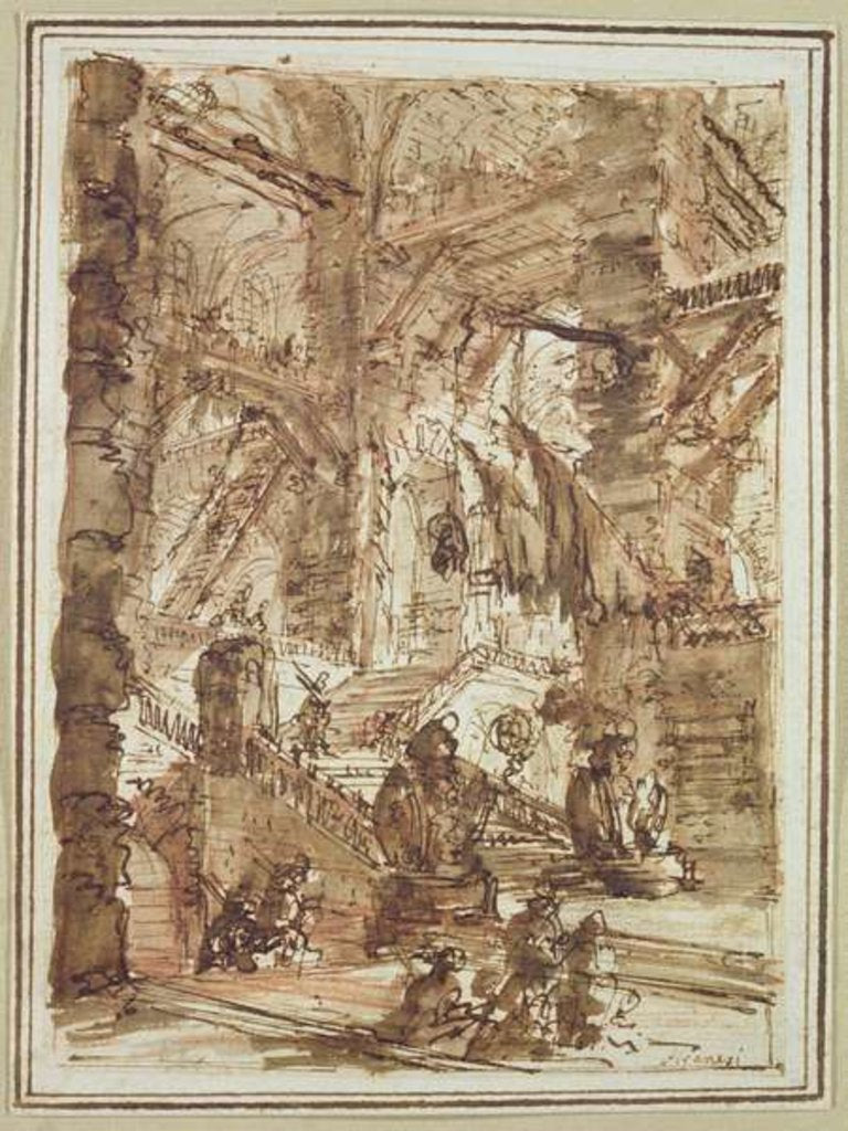 Detail of Preparatory drawing for plate number VIII of the 'Carceri al'Invenzione' series by Giovanni Battista Piranesi