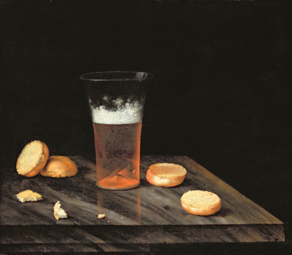 Detail of Still life with Beer Glass by Johann Georg Hinz