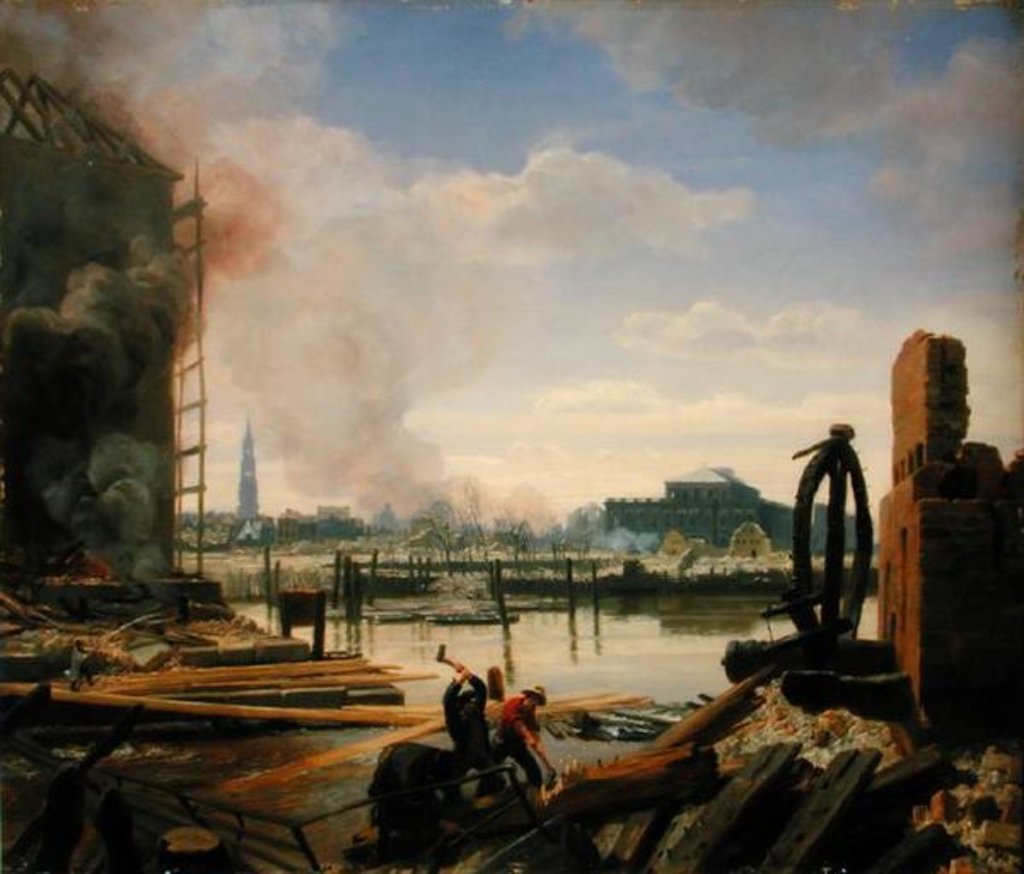 Detail of Hamburg after the Fire of 1842, 1842 by Johann Martin Gensler