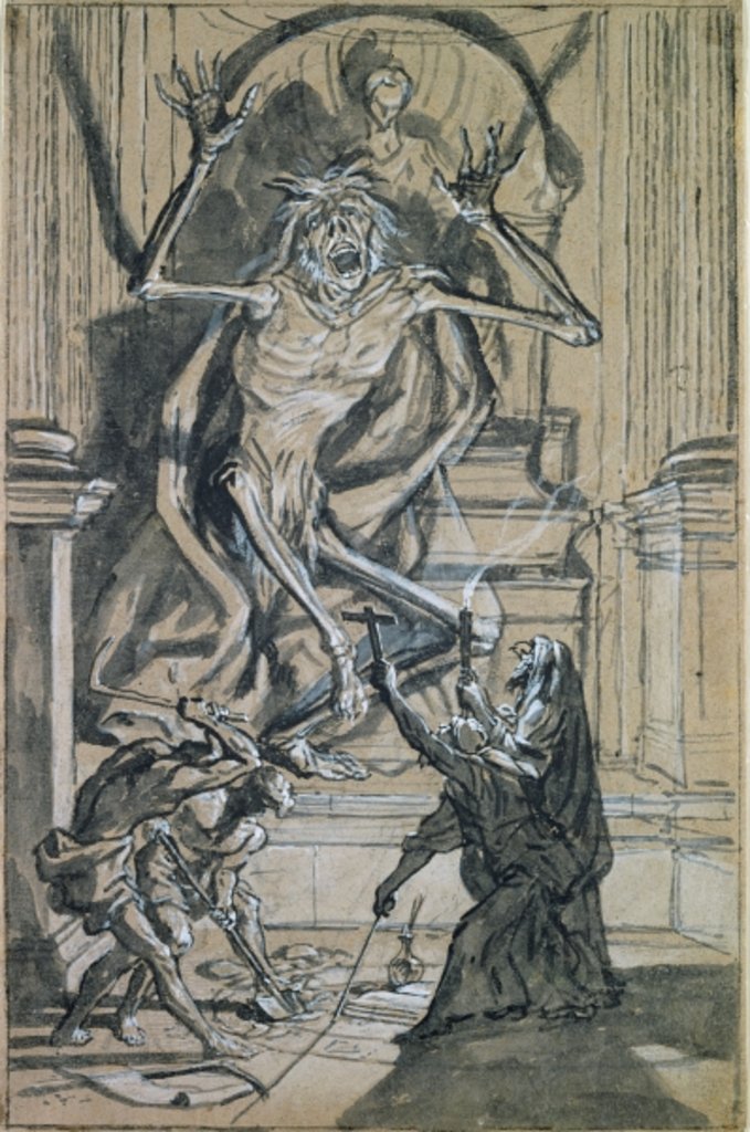 Detail of Four Grave Robbers awaken a Ghost by Joseph Werner