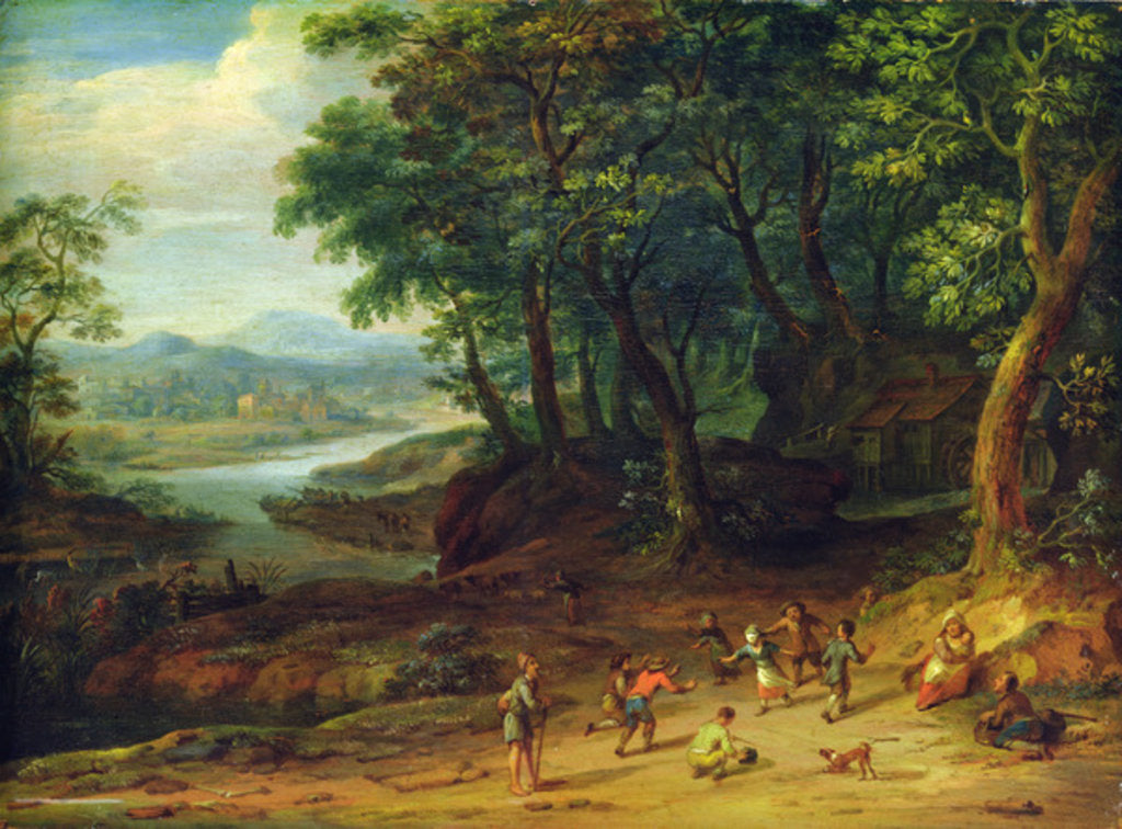 Detail of Landscape, 1728 by Johann Holst