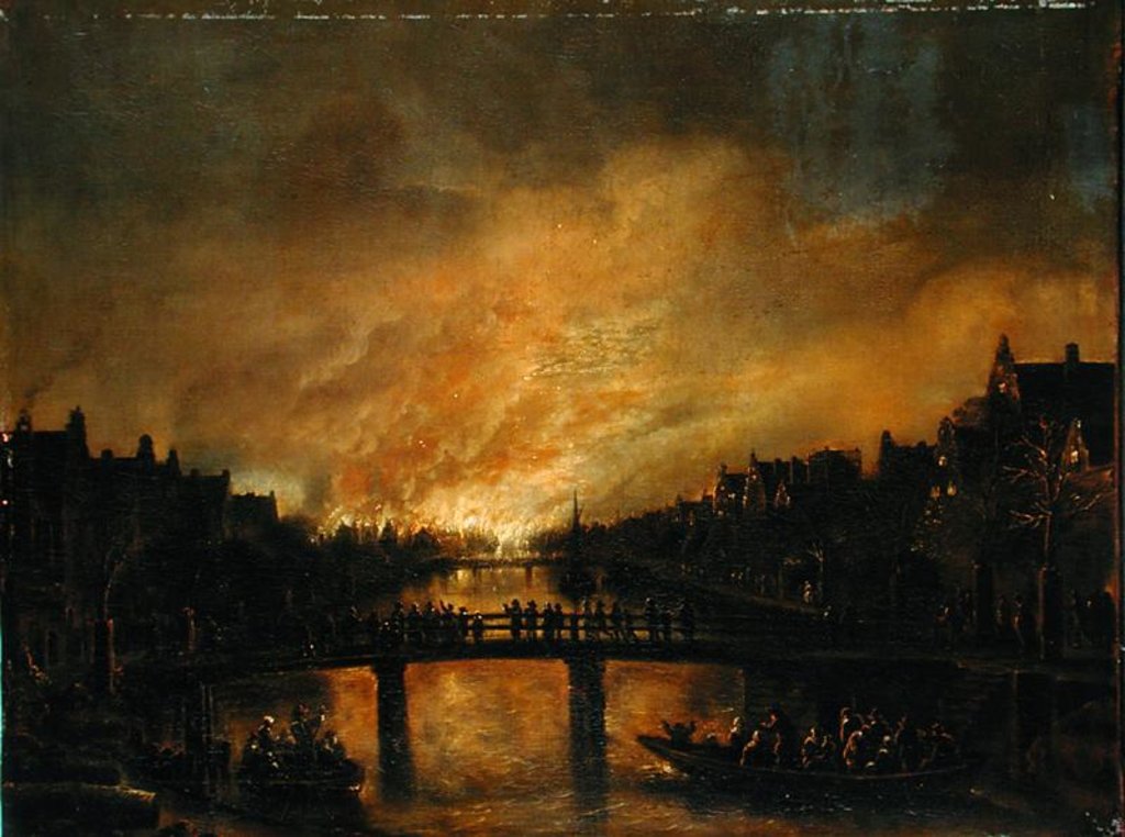 Detail of Blaze in Amsterdam by Aert van der Neer