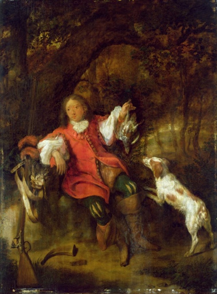 Detail of The Huntsman by Gabriel Metsu