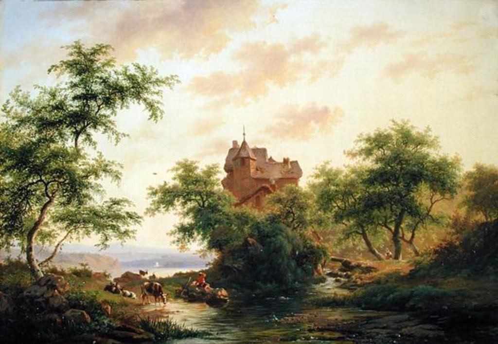 Detail of Landscape by Jan Adam Janszoon Kruseman