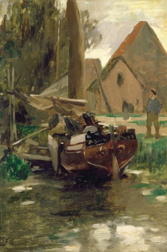 Detail of Small Harbour with a Boat by Thomas Ludwig Herbst