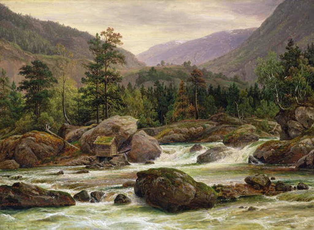 Detail of Norwegian Waterfall, 1840 by Thomas Fearnley