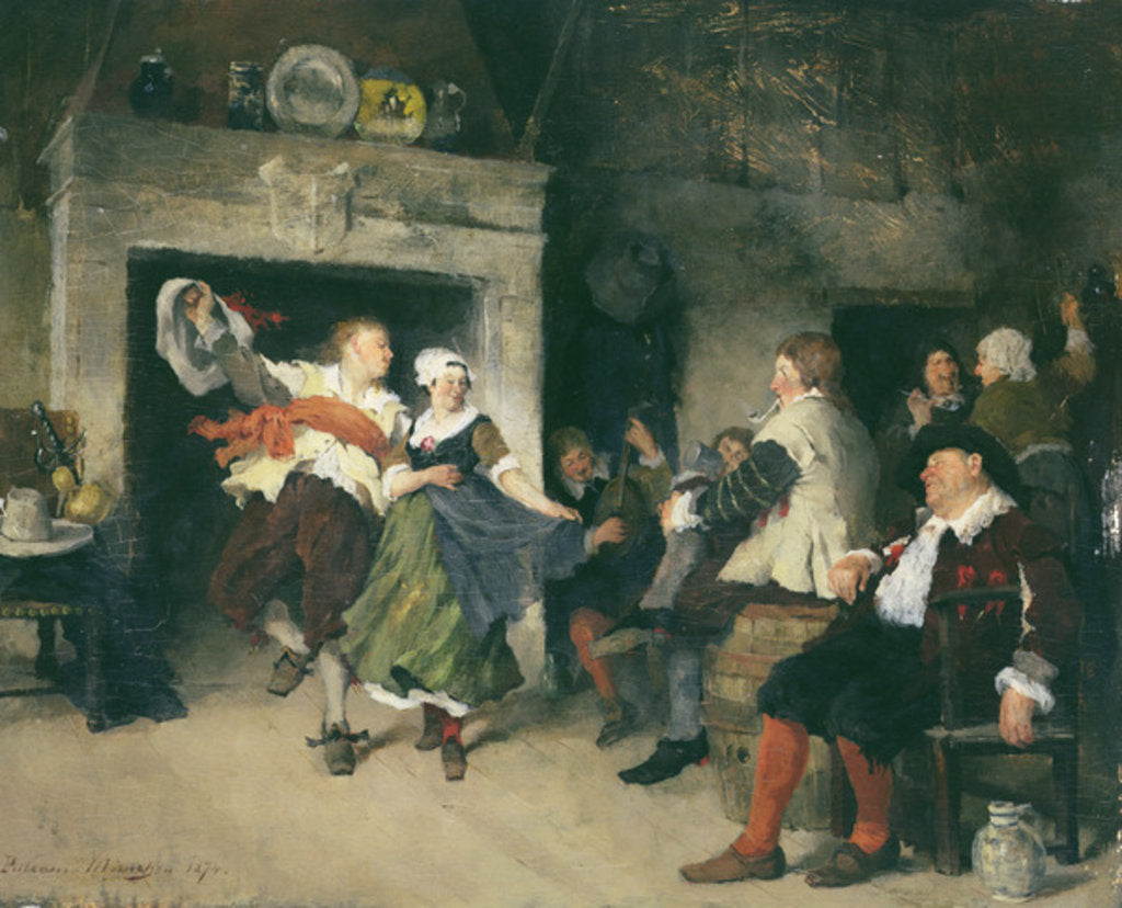Detail of Couple Dancing in a Tavern, 1874 by Friedrich von Puteani