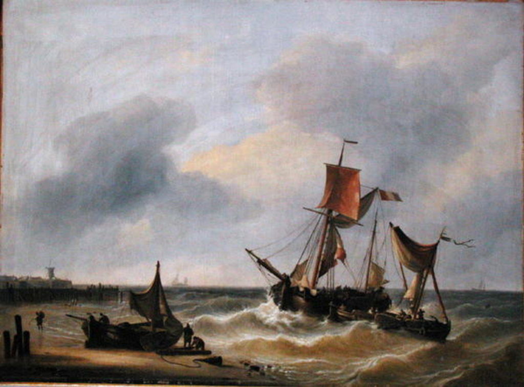 Detail of Coastal View, 1833 by Louis Verboeckhoven