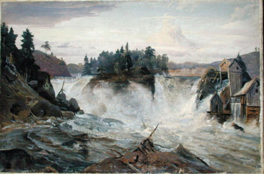 Detail of Waterfall in the Mountains, 1836 by Hermann Joseph Neefe