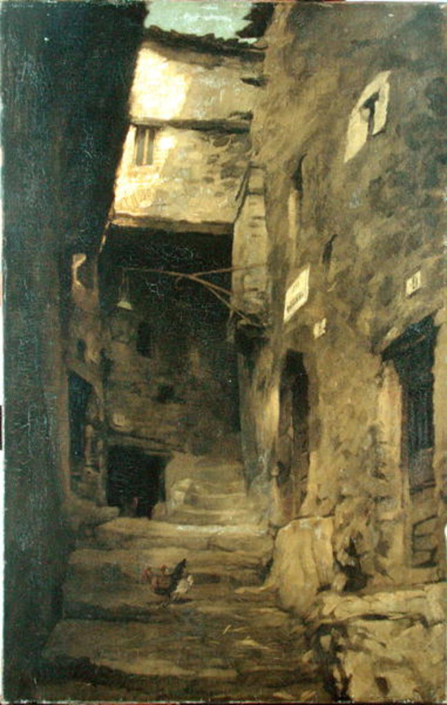 Detail of Street in Olevano by Carl Schuch