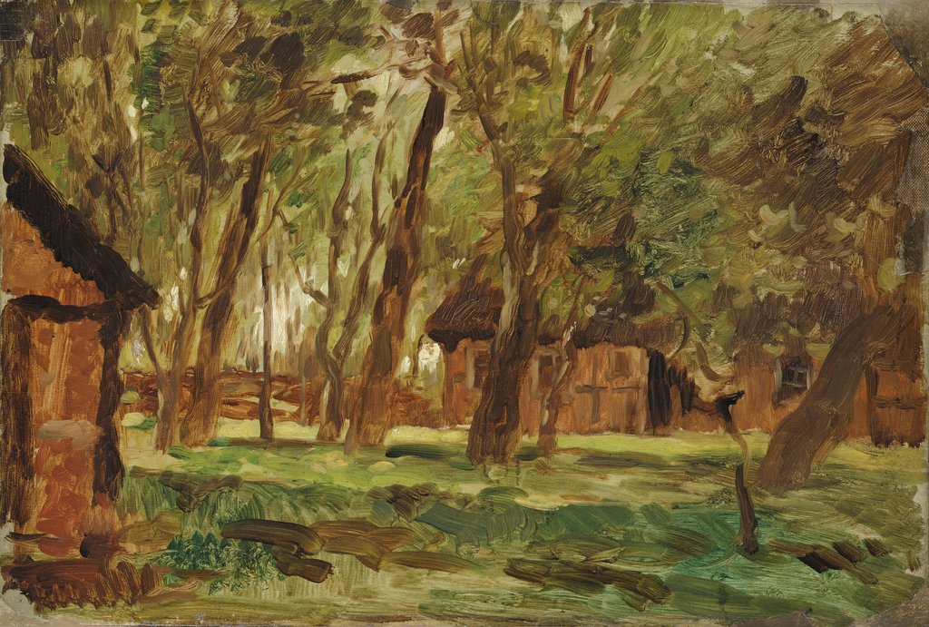 Detail of Farmstead under Trees by Thomas Ludwig Herbst