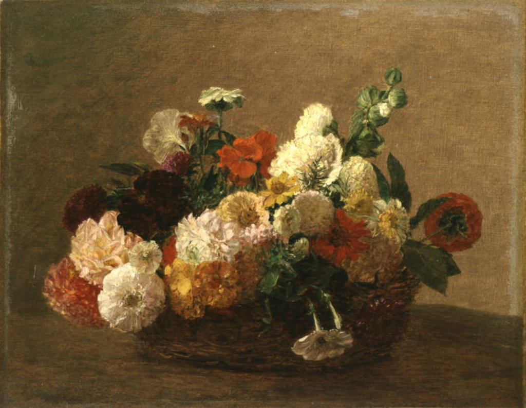 Detail of Flower Still Life by Ignace Henri Jean Fantin-Latour
