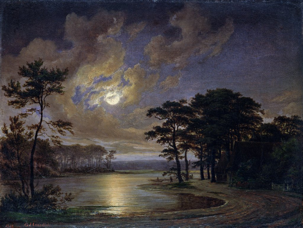 Detail of Holstein Sea - Moonlight, 1847 by Johann Georg Haeselich
