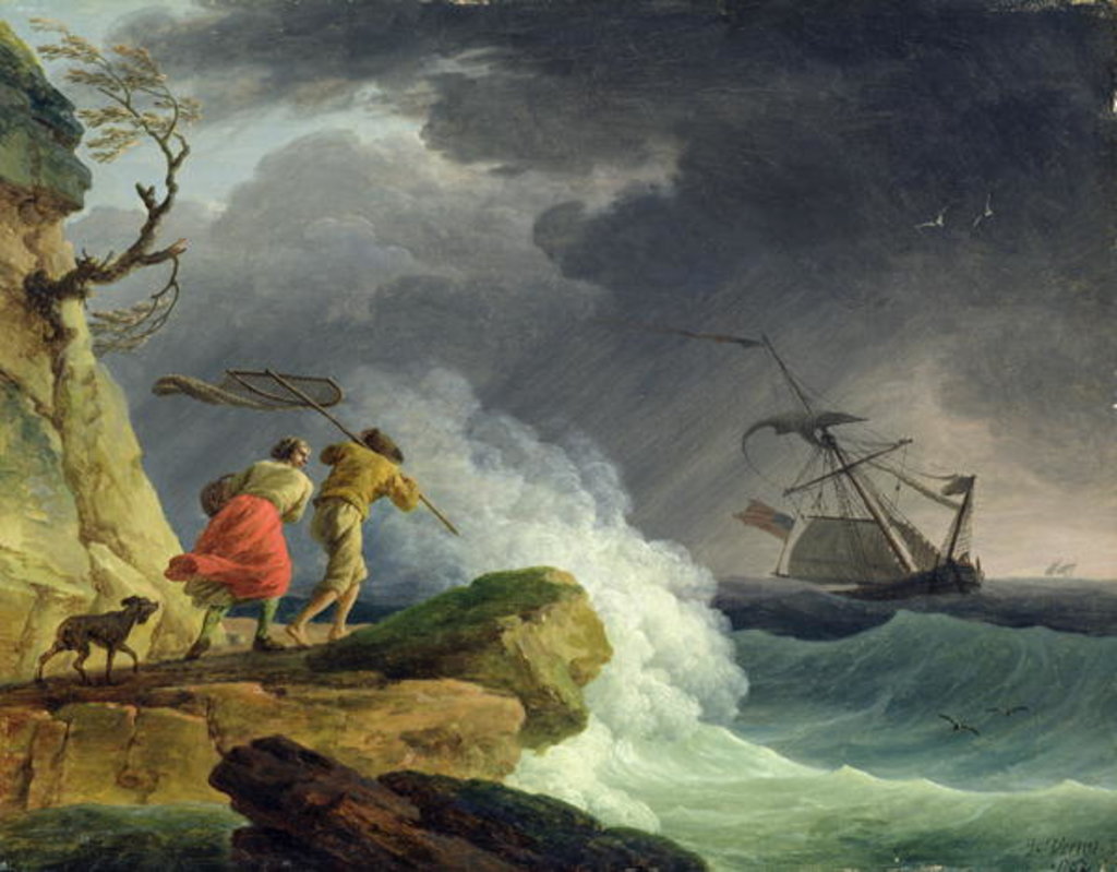 Detail of Coastal Scene in a Storm, 1782 by Claude Joseph Vernet