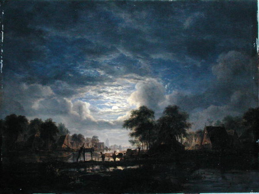 Detail of Village on a Canal, 1840 by Jacobus Theodorus Abels