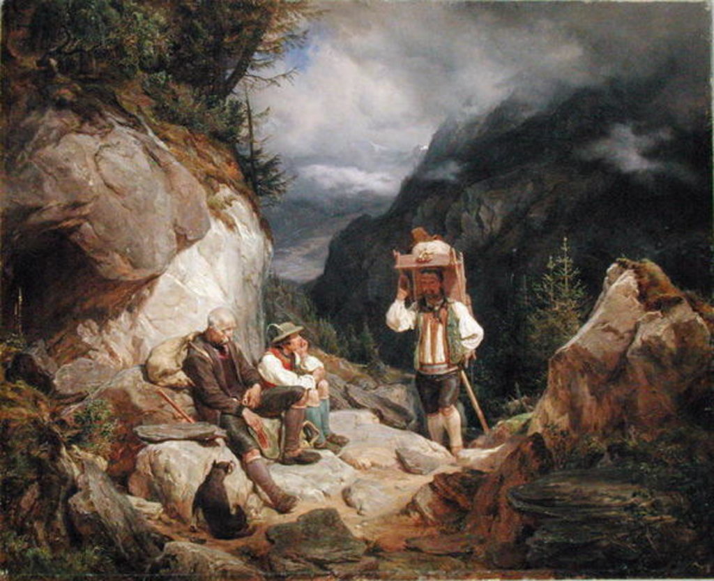 Detail of Rest on the Mountain, 1848 by Hermann Kauffmann