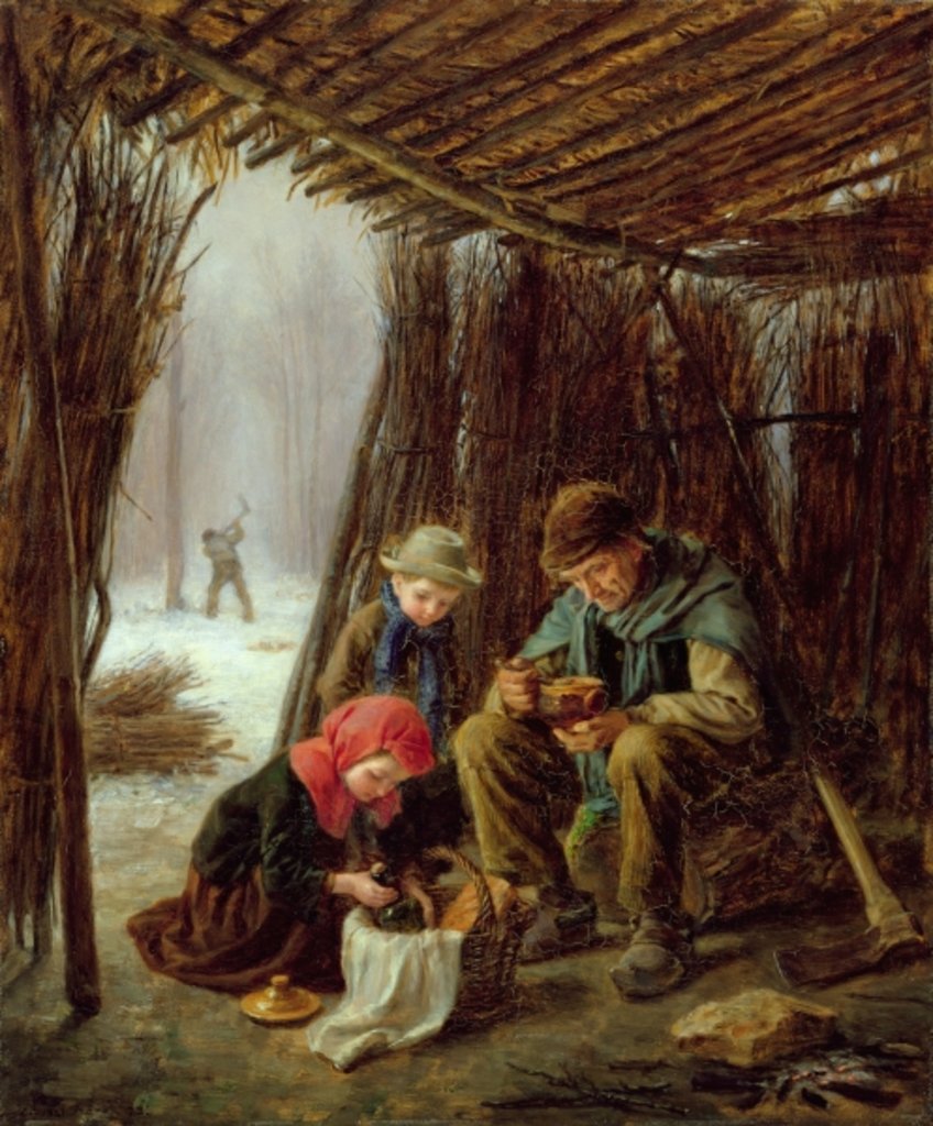 Detail of The Woodcutter's Meal, 1873 by Pierre Edouard Frere