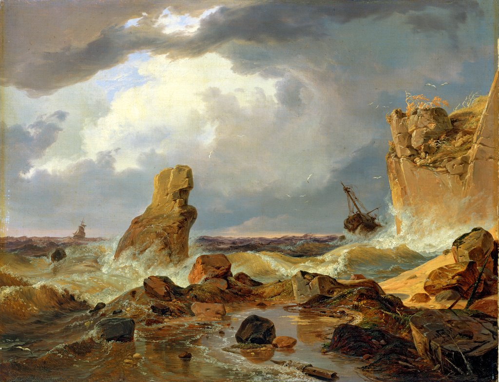 Detail of Surf on a Rocky Coast, 1835 by Andreas Achenbach