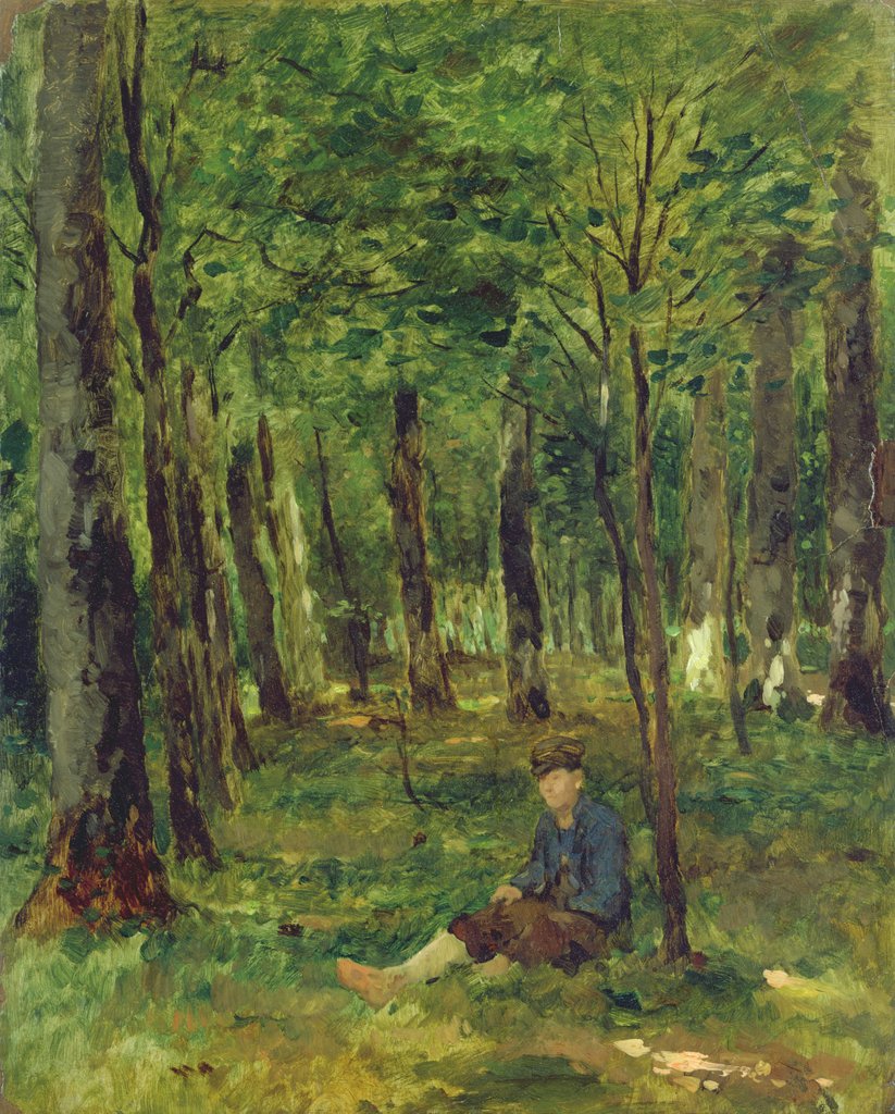 Detail of Young Farmer sitting in the Forest, 1878 by Thomas Ludwig Herbst